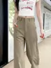 Pantalones de pierna ancha de alta gama en azul marino para mujer, nuevos pantalones rectos ajustados de cintura alta para primavera y otoño, pantalones casuales holgados elegantes