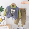 Conjunto Moderno para Bebê Calça de Moletom Estilosa para Bebê Roupa Infantil Nova Tendência Primavera e Outono Colete Suéter Infantil Conjunto de Três Peças