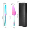 Juego de cuchillo para pastel y espátula de acero inoxidable transfronterizo para cumpleaños y bodas, cuchillo para pastel, espátula para postres y pizza, espátula de repostería con mango largo