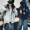 Casaco para Meninas Primavera e Outono 2026 Nova Moda Jaqueta Moletom com Capuz para Meninas Mais Velhas, Jaqueta Baseball Casual Solta Top