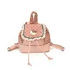 Mochila Infantil de Gato con Lunares Retro y Encaje para Niña 2026 Estilo Coreano Dulce Femenina Mochila Pequeña Bolsa de Cordón para el Trabajo