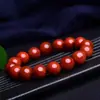Pulsera de Ágata Roja del Sur de Baoshan, Sichuan, 108 Cuentas Redondas, Cuentas Rojas de Yunnan y Sichuan, Rojo Caqui, Pulseras para Hombres y Mujeres