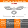 Luminária de ventilador de cristal em formato de flor e27 para sala de estar quarto