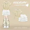 Conjunto de Verano de Dos Piezas para Niña con Mangas Cortas: Nuevo Conjunto de Camiseta y Falda de Verano para Niños Mayores