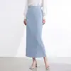 Falda casual básica de corte recto largo para mujer, de calidad boutique Miyake, superventas, color liso, versátil para el uso diario