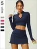 Contas Coloridas Transfronteiriças Justas de Manga Comprida Roupa de Yoga Esportiva Outono e Inverno de Alta Intensidade Secagem Rápida Corrida Nylon Conjunto de Fitness Yoga