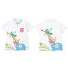 Uniforme de clase para escuela primaria con estampado de cuerpo completo, polo con cuello de solapa, estampado fijo medio, uniforme de juegos para padres e hijos de jardín de infantes, uniforme de graduación