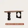 Nueva Mesa de Comedor Retro Francesa de Madera Maciza Ovalada para Hogar Apartamento Pequeño Negra Antigua Sala de Estar Mesa de Comedor Integrada Escritorio
