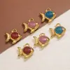 Joyería de Acero Inoxidable Lindo Dibujo Animado Colgante Pequeño Peces con Goteo de Aceite Dorado Colgante para Collar Pulsera Bolso