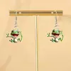 Lindos Pendientes Acrílicos con Diseño de Rana, Creativos y Divertidos, Pendientes Acrílicos Más Vendidos con Diseños Animales 2D Originales