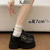 En stock~Zapatos Mary Jane de cuero genuino con suela gruesa para aumentar la altura, zapatos de mujer, mocasines, zapatos simples JK, tacón grueso, estilo británico, zapatos pequeños de cuero