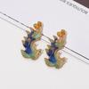 Estilo antigo Hanfu fã de noiva cocar cloisonne pingando luz de luxo simples nicho brincos broche acessórios artesanais