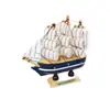 Barco de vela decorativo de madera estilo mediterráneo liso decoración de pastel escena pastel de cumpleaños mesa de postres adorno