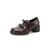 Novos Sapatos Romanos Retrô com Laço, Sapatos de Salto Baixo com Corte Profundo, Sapatos de Salto Médio Grosso, Tamanhos 33-43, Sapatos de Exportação da Amazon