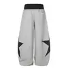 Pantalones de Chándal con Bordado de Parche de Pentagrama y Dobladillo Curvo para Hombre, Diseño de Moda Urbana, Pantalones Anchos de Pierna Ancha de Corte Amplio, Bloques de Color