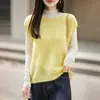 Chaleco de punto de lana cepillada para mujer, sin costuras, de cuello redondo y sin mangas, perfecto para usar en capas y como prenda exterior