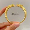 Joyería Chapada en Oro Grabada con la Palabra "Bendición" y Palabras Auspiciosas, Pulsera Sólida de Flor de Peonía para Mujer, Mismo Estilo que Tienda de Oro, Pulsera de Nuevo Estilo Chino