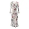 Vestido Largo de Manga Larga con Estampado Floral Estilo Resort Francés y Cinturón para Ajustar la Cintura 2026 Primavera Nuevo Corte Delgado Elegante