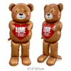 Balões de Folha de Alumínio para o Dia dos Namorados Transfronteiriço Urso em Forma de Coração em Pé Decoração de Cena de Celebração de Confissão Proposta Balões