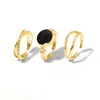 Anillo Abierto Cruzado de Doble Capa con Goteo de Aceite Negro Estilo Fresco Más Vendido Transfronterizo Set de Tres Piezas de Joyería de Mano Personalizada para Mujer