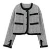 [Coleção de poesia Camélia] Francês Chanel estilo casaco curto início de outono tweed tecido casaco top