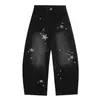 Magic Bear 2026 Novos Jeans Lavados Estampados de Estrela Retro Americano Calças de Perna Larga Unissex para Homens e Mulheres
