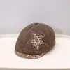 Novo boné de cinco pontas com estampa de leopardo retrô, boné de beisebol feminino com retalhos de bolinhas e efeito desgastado, chapéu de pintor estiloso