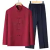Traje Tang nuevo estilo 2026 para hombres de mediana edad y mayores, conjunto de atuendo de otoño para papás, ropa casual nueva estilo chino primavera y verano para abuelos