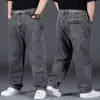Pantalones vaqueros finos de verano para hombre, holgados, rectos, de talla grande, deportivos, de moda, elásticos, largos, para hombres gordos.