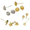Brincos de Pérola Estrela Camélia com Argola Pendurada em Ouro Maciço 18K Ouro Branco Revestido de Cobre Preserva Cor Versátil DIY