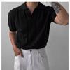 Polo de Malha Vazada Finamente Tricotado de Manga Curta T-Shirt Masculina de Verão Estilo Coreano Estilo Maduro Leve Top T-Shirt