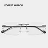 Gafas de Prescripción Sin Montura de Titanio Puro con Bordes Cortados Estilo Jin Dong para Hombres, Modernas y Adecuadas para Hombres de Negocios, con Montura de Alambre Dorado