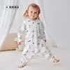 Saco de dormir para bebé tipo a de algodón puro para niños con piernas separadas, para primavera y verano, ropa de casa para bebé, mameluco anti-patadas para bebé niña