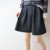 Falda corta de lana 100% pura retorcida, falda midi de punto elástico de cintura alta, nueva falda plisada de línea A adelgazante para otoño e invierno