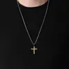 Colar com pingente de cruz de lava preto e dourado masculino moderno ins liga pingente simples nicho alta sensação pingente de joia original