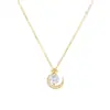 Colar Lua Crescente Banhado a Ouro 18K em Prata de Lei S925 Estilo Japonês Exquisito Corrente de Clavícula Lua Estrela de Alto Padrão de Nicho