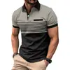 2026 Superventas Transfronterizo Europeo y Americano Versátil Impreso en 3D Casual de Negocios Secado Rápido Golf Deportes Camisa Polo de Manga Corta para Hombre