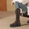 Botas Longas Forradas com Lã para Mulheres 2026 Inverno Botas Slim que Aumentam a Altura Botas de Montaria Femininas Salto Grosso Botas Longas Retrô Botas Forradas com Lã que Aumentam a Altura para Mulheres
