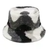 Sombrero de pescador de estilo nuevo para Otoño e Invierno 2026 con Parche de Colores, Cuadros Ondulados Multicolor, Sombrero de Pescador de Felpa, Sombrero de Invierno de Lana de Cordero para Mujer