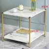 Mesa de Cabeceira de Sofá Mesa Lateral Mesa Lateral Sala de Estar Casa Simples Criativa Mesa Pequena Prateleira de Armazenamento de Camada Dupla Mesa de Armazenamento Mesa de Café Pequena