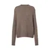 Suéter Top de Punto Acanalado de Cuello Redondo, Holgado, Casual, Color Sólido, Minimalista TR