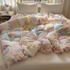 Vitality Girl Ins Dibujo Animado Lindo Algodón Puro Suave Dormitorio de Estudiantes Cama Individual y Doble Sábanas Cubre Edredón Sábanas de Cama Funda de Almohada