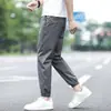 Calça Masculina Cropped Slim Fit para Verão, Calça Khaki Fina de Seda de Gelo, Novo Estilo 2026 Calça Casual com Barra para Homens
