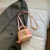 Bolsa Infantil Estilo Nuevo Gato de Dibujos Animados Bordado Bolsa Caja Acolchada Estilo Chanel Pequeño Bolso de Mano para Niñas Bolso Cruzado para Pintalabios para Niñas