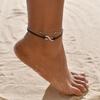 Decoración de pie de cadena de plata infinita de la suerte europea y americana, tobillera de aleación de moda para playa, cuerda negra con figura de 8, doble capa, tobillera de verano