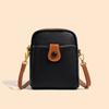 Bolsa para Celular em Couro de Vaca de Primeira Camada, Bolsa Pequena Transversal da Moda, Bolsa Feminina Casual Retrô Versátil em Couro Genuíno, Porta-Moedas Multifuncional