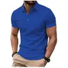 Camisa Polo de Color Sólido de Manga Corta para Hombre de Comercio Exterior Europeo y Americano Camisa Polo Casual de Negocios al Aire Libre con Cuello y Botones