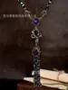 Pendientes Vintage de Cristal Morado Estilo Étnico Bohemio Más Vendidos Transfronterizos con Artesanía Pesada Cadena para Suéter con Borla de Serpiente