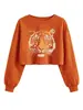 Amazon eBay tienda independiente moderno y elegante para mujer europeo y americano cabeza de tigre colorido holgado corto crop top sudadera