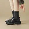 Outono 2026 Novo Estilo Britânico Bico Redondo Velcro Pequenos Sapatos de Couro Feminino Retro Couro Macio Solado Macio Estilo Coreano Mocassins Feminino